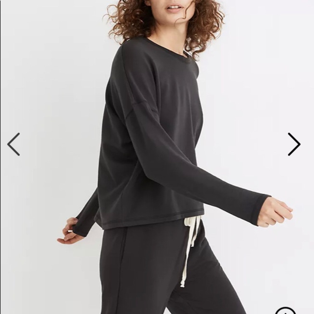 Madewell Black Long-Sleeve Pullover Sweatshirt